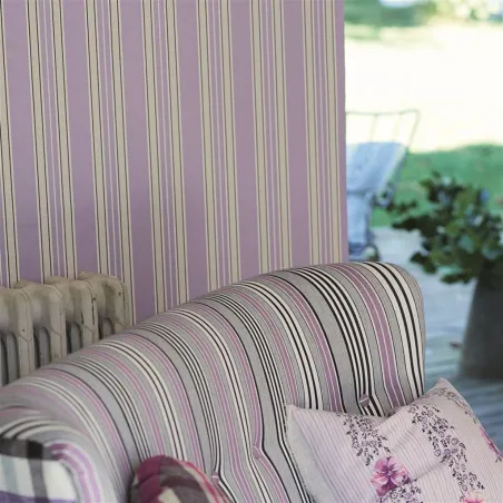 Papier peint - Designers Guild Pinstripe - Peony | Susty