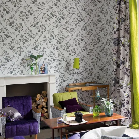 Papier peint - Designers Guild Lotus Flower - Slate | Susty