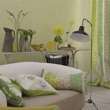 Papier peint - Designers Guild Meadow Leaf - Alabaster | Susty